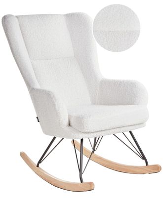 Beliani Mecedora boucl&eacute; blanco crema