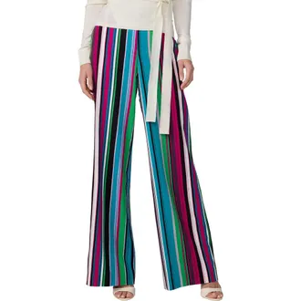 Diane Von F&uuml;rstenberg Alexander Stripe Pants in Tropez Stripe Big Gossip Pink at Nordstrom, Size Xx-Small