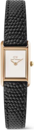 Daniel Wellington Bound Mini Tank Leather Strap Watch, 17mm x 26mm in Rose Gold-Tone/black at Nordstrom