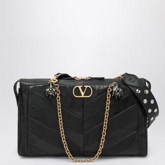 Valentino Garavani Panthea Bag In Black Chevron Pattern Nappa