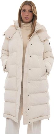 Peuterey Gewatteerde Lange Jas met Afneembare Capuchon - Dames - Parka Jassen - Beige - M - Polyester - Jassen