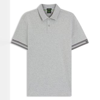 HUGO BOSS Herenpolo van Boss Zone met strepen en manchetten in zilver