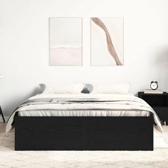 Berkfield Home Durable Bed Frame without Mattress Black Oak 120x200 cm Engineere | Size: Small Double