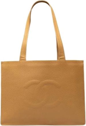Chanel Pre-owned Vintage Caviar Leather Tote - Dames - Vintage Shopper - Beige - ONE Size - Leer - Vintage
