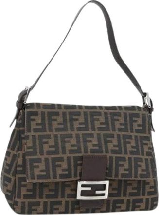 Fendi Pre-owned Zucca Canvas Shoulder Bag - Dames - Vintage Schoudertas - Bruin - ONE Size - Leer - Vintage