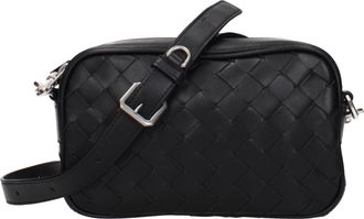 Bottega Veneta Herens Leren Crossbody Cameratas Zwart
