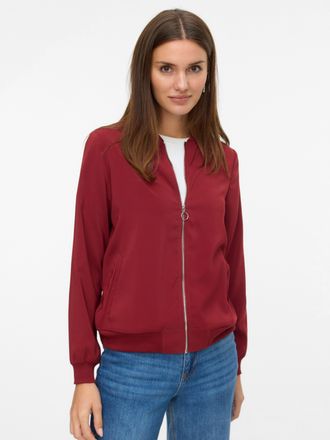 Vero Moda Bomberjacke VERO MODA VMCOCO L/S BOMBER NOOS, Damen, Gr. XS, rot (syrah), Web, Obermaterial: 96% Polyester, 4% Elasthan, unifarben, regular fit normal
