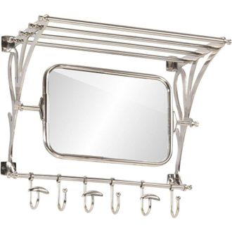 vidaXL Vidaxl - Soporte De Equipaje Con Perchas Y Espejo De Pared Aluminio