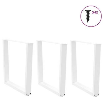 Berkfield Home Modern Dining Table Legs V-Shape 3 pcs White 90x(72-73.3) cm Steel