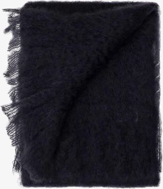 Jil Sander Womens Scarf Mohair-Blend Black Scarfs