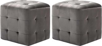 vidaXL Pouf 2 Pz Grigio 30x30x30 Cm In Velluto - Vidaxl