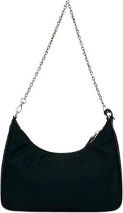 Prada Pre-owned Tessuto Saffiano 2way Shoulder Bag - Dames - Vintage Schoudertas - Zwart - ONE Size - Leer - Vintage