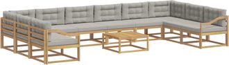 vidaXL Conjunto De Sof&aacute;s De Exterior 11 Uds. Blanco Y Gris Claro Vidaxl