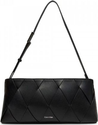 Calvin Klein Geweven Schoudertas met Ritssluiting - Dames - Schoudertassen - Zwart - ONE Size - Tassen