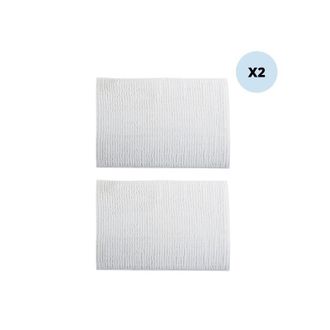 MSV Juego De 2 Alfombras De Ba&ntilde;o Chenille Microfibra 50x80cm Blanco Msv