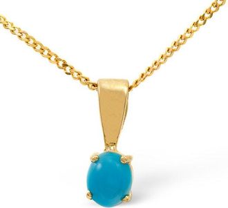 The Diamond Store Turquoise 5 x 4mm 9K Yellow Gold Pendant Necklace