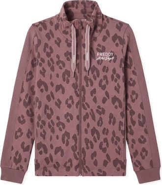 Freddy Felpa donna stampa leopardata chiusura zip e collo alto