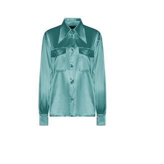 John Richmond Dames, Blouses & Shirts, Blauw, Maat: XS Satijn