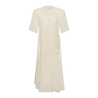 Gestuz Kleedjes, Dames, Beige, XS, Leer, Gzdorah P Wrap Jurk