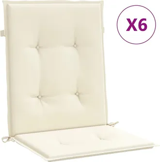 vidaXL Coj&iacute;n Silla Jard&iacute;n Respaldo Bajo 6 Uds Tela Oxford Crema Vidaxl