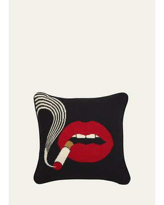 Jonathan Adler Lips Smolder Needlepoint Throw Pillow - 18