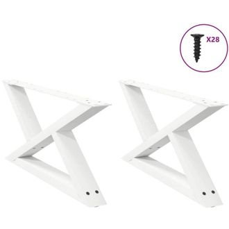 vidaXL Vidaxl - Patas Para Mesa De Centro (2 Unidades), Color Blanco, 70 X (30-31,3) Cm, Acero