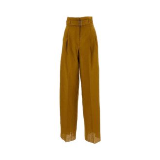 Max Mara Wide Trousers, female, Yellow, Size: XS Mstmateria Trousers