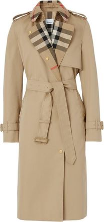 Burberry Exaggerated check-panel trench coat - women - Cotton - 10 - Neutrals
