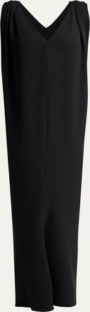 Balenciaga Sleeveless Silk-Wool Crepe Sack Maxi Dress