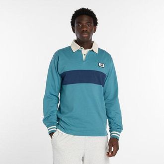 New Balance Uomo Rugby Shirt in Blu, Jersey di Cotone, Taglia 2XL