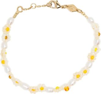 Anni Lu Daisy Flower pearl bracelet - women - Brass/Plastic - One Size - White