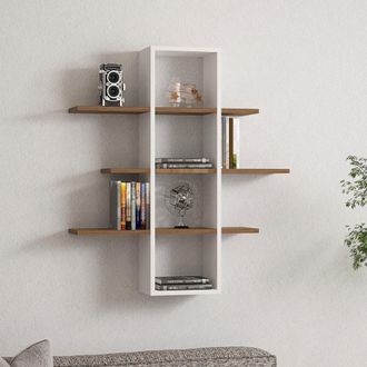 Dmora Estante Hierbas, 3 Niveles, Estructura Marr&oacute;n, Tono Nogal, 96x20x101h Cm Blanco