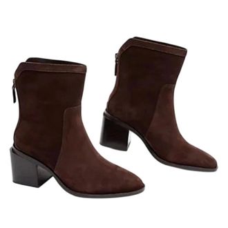 Vince Camuto Kortimy Boots WomensBrown Suede Block Heel Ankle Bootie HTAT1413