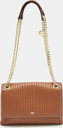 DKNY Dkny Brown Quilted Leather Gansevoort Flap Shoulder Bag