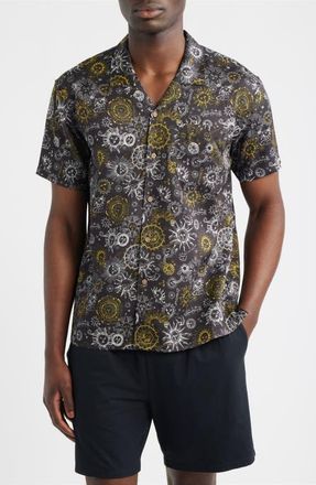 Boardies Sun Print Camp Shirt in Black at Nordstrom, Size Xx-Large
