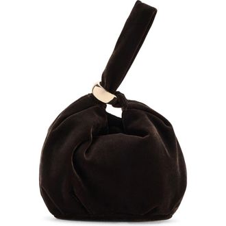 Mango Velvet Loop Handle Pouch Bag in Chocolate at Nordstrom