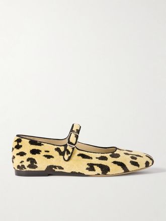 Le Monde Beryl Ballerine Mary Jane In Velluto Leopardato A Coste Stella - Stampa animalier