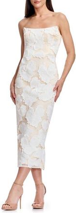 Dress The Population Cosette Strapless Lace Corset Cocktail Dress in White Multi at Nordstrom, Size Xx-Large