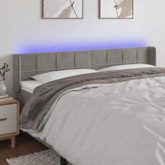 vidaXL Cabecero Con Led De Terciopelo Gris Claro 203x16x78/88 Cm Vidaxl