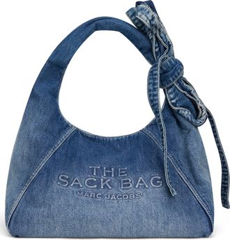 Marc Jacobs Womens Denim Shoulder Bag Medium Wash Indigo Cotton Handbags Hand
