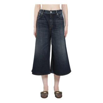 Alaia Jeans, Dames, Blauw, W28, Denim, Palazzo Denim Shorts
