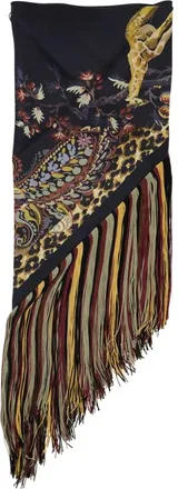 Etro Accessoires, Dames, Veelkleurig, ONE Size, Zijden Sjaal met Franjes