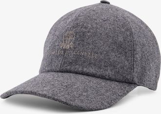 Brunello Cucinelli Mens Baseball Hat Virgin Wool Grey