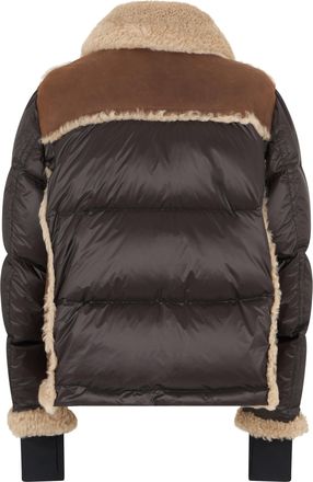 Moncler Mens Short Down Jacket Brown Nappa & Shearling Calfskin Padded