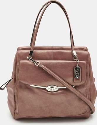 Coach Metallic Beige Leather E/w Madison Madeline Satchel