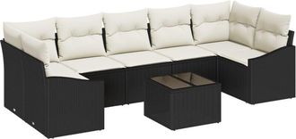 vidaXL Garden Sofa Set with Cushion 8 pcs Black, Cream 55 x 55 x 37 cm Vidaxl