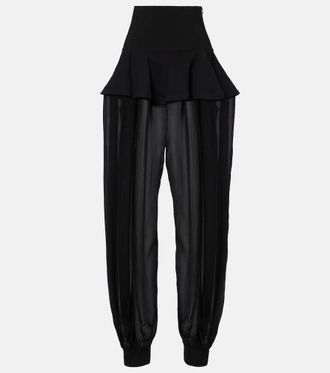 Alaia Ala&iuml;a Peplum georgette wide-leg pants