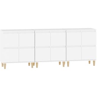 vidaXL Vidaxl - Aparadores 3 Uds Madera Contrachapada Blanco 60x35x70 Cm