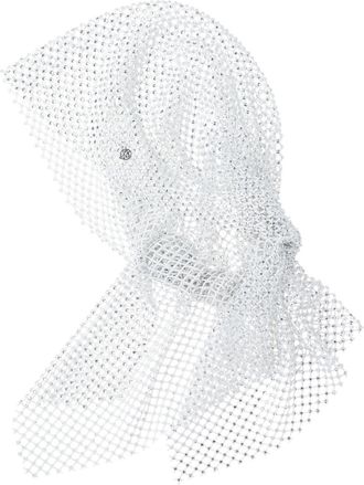 Maison Michel Riri crystal-embellished mesh hood - women - Polyester - OS - White