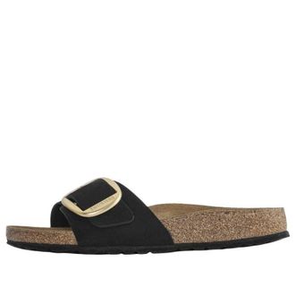 Birkenstock (WMNS) Birkenstock Madrid Big Buckle Nubuck Leather Narrow Fit Sandals Black 1023373
